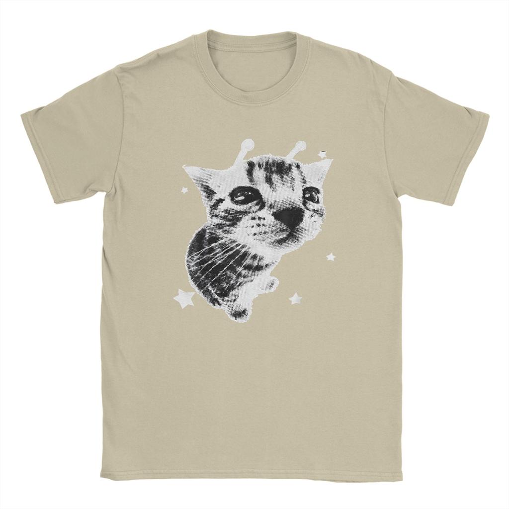 Cat Silly Alien Cat Meme Y2K Vintage Kitty T Shirt Summer Cotton TShirts For Unisex Leisure Casual Tee Shirt Short Sleeve Top Tees