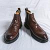 Men’s Motorcycle Boots Retro Street Style Dress Chelsea Boots Tuxedo Wedding Brown Men Ankle Boots
