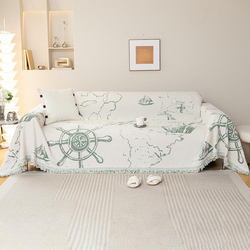 

Высококачественный чехол для диванного полотенца, тканевая подушка для дивана, полубархатная подушка в стиле моряка, универсальный противоскользящий чехол Four Seasons, универсальное одеяло 180*130cm зелёный