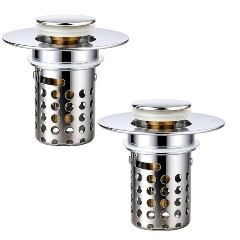 Anticlogging Drain Filter Sink Plug Wash Basins Sink Drain Stoppers Push Type Bounce Cores Sink Drain Strainer Enduring