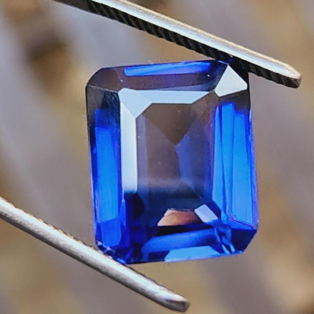 12 Cts Heated Ceylon Blue Sapphire Emerald Cut Certified Loose Gemstone I386 W8c58