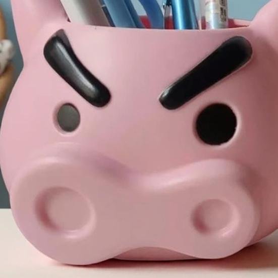 Pen Holder Angry Pig Shape Desk Organizer Large Capacity Plastic Desktop Stationery Storage Box Desk Accessory