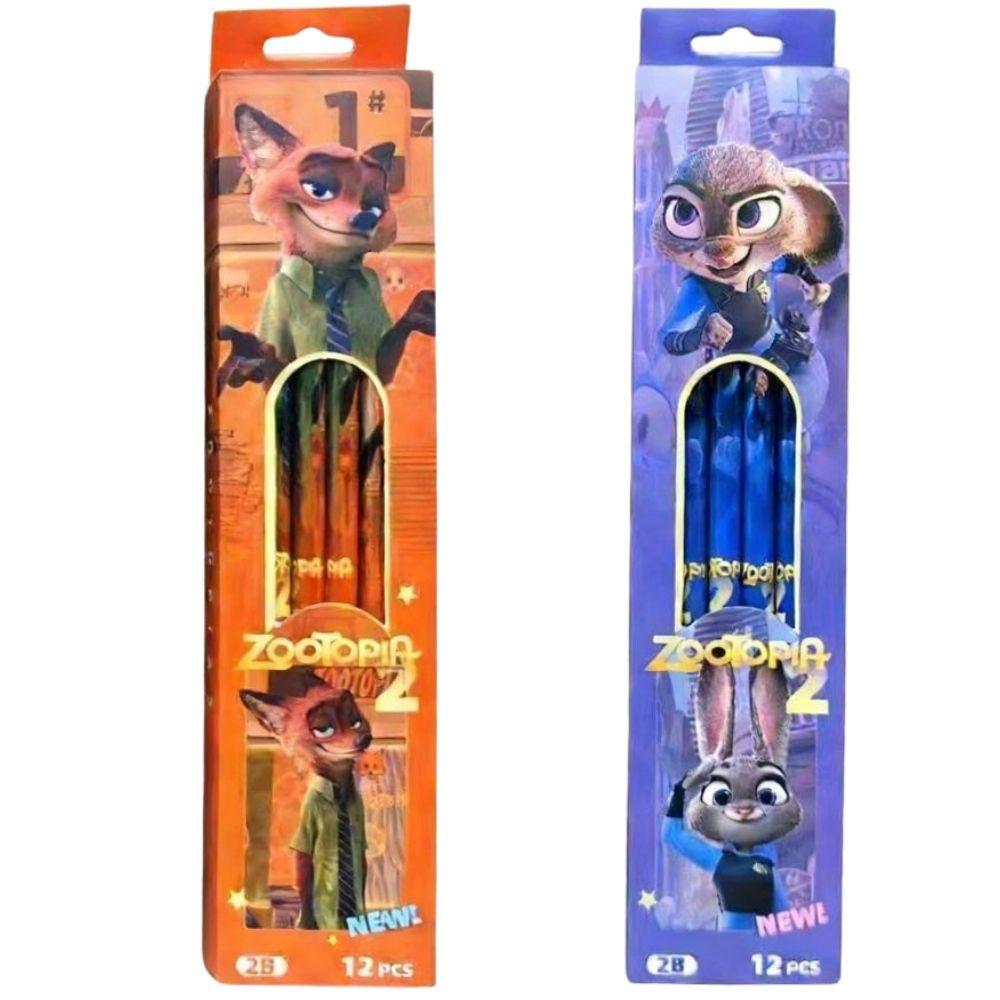 Zootopia 2 12-Pack 2B Pencils, Judy & Nick Cartoon Stationery, Back-To-School & Party Favor Gift