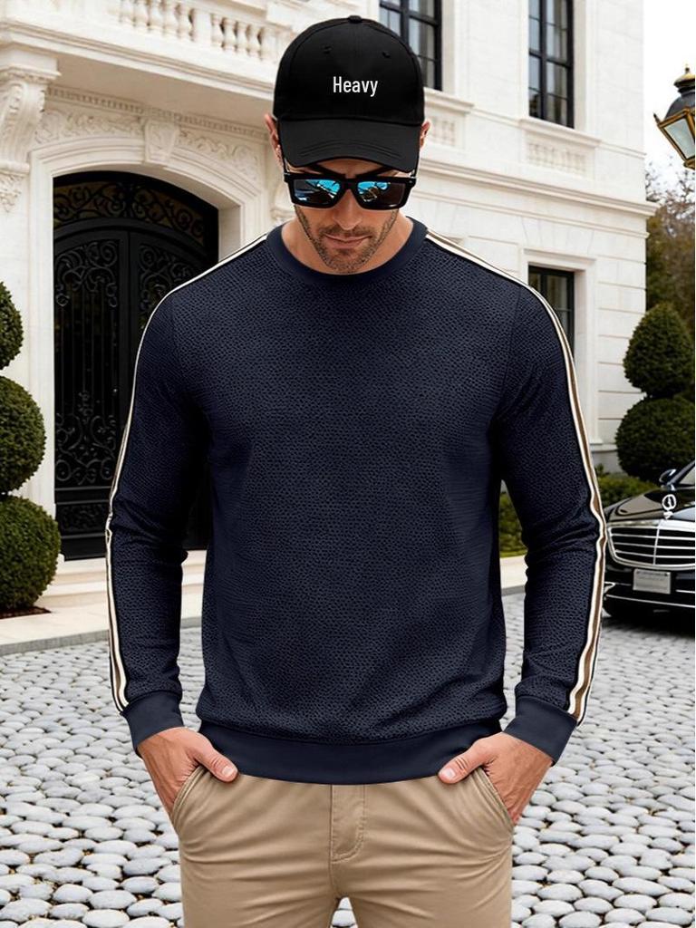 Felpa leggera casual con scollo rotondo e color block da uomo per primavera/autunno