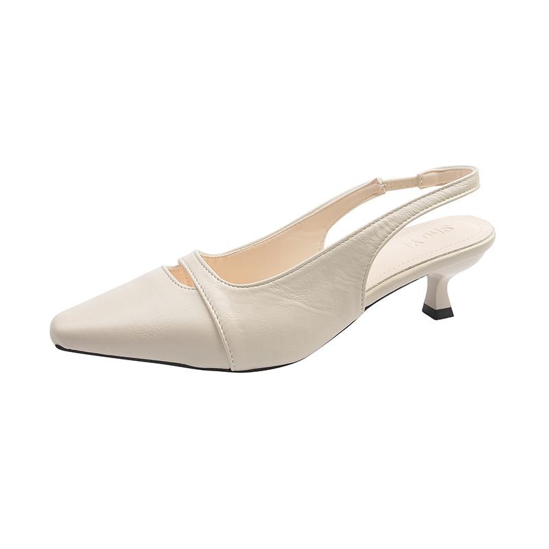 Niche versatile bag head sandals women's thin heels spring and summer 2025 new one-word strap high heels square head women's shoes