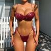 2024 European & American Sexy Push-Up Split Swimsuit with Steel Underwire & Metal Hard Cup - Bikini 1578G