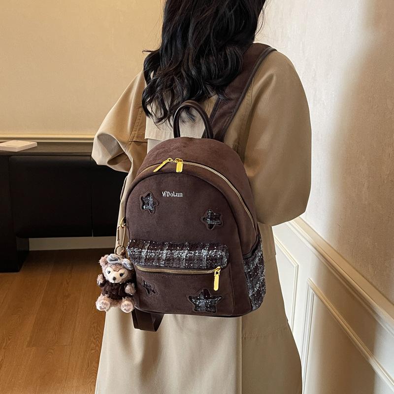 Vintage Suede Simple Backpack for Women New Large Capacity Commuter School Bag Comfortable and Versatile Texture Storage Bags