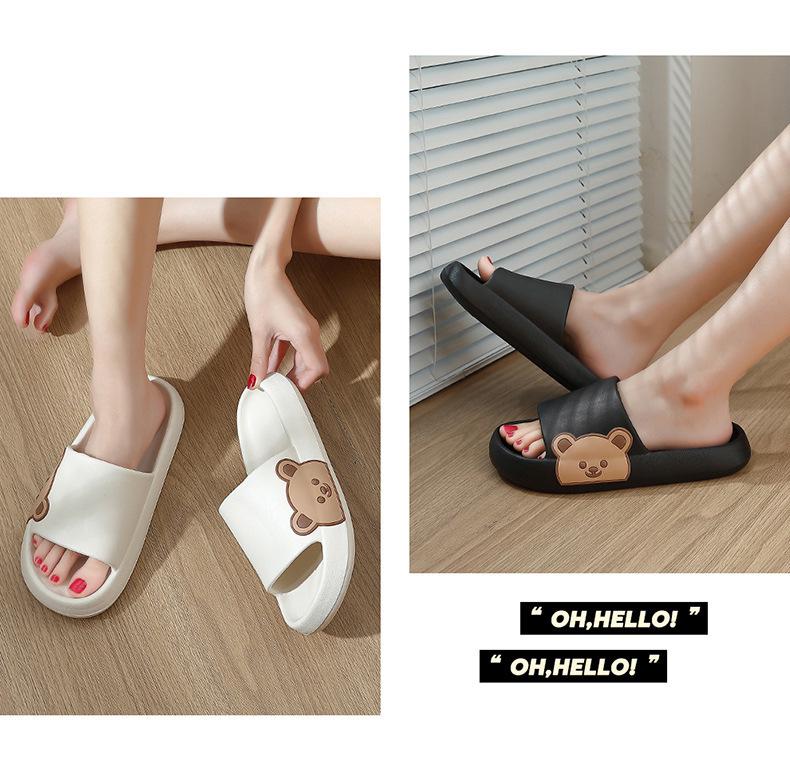 Cartoon Bear Thick-Soled Summer Sandals: Unisex Outdoor & Bathroom Wear