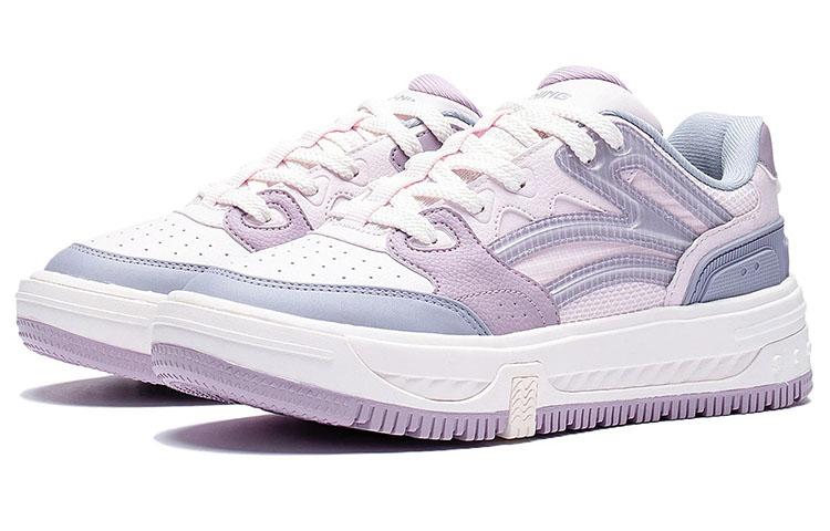 Li Ning Floating Slip Resistant Abrasion Resistant Low Top Skateboard Shoes Women's Pink Purple AGCS078-2