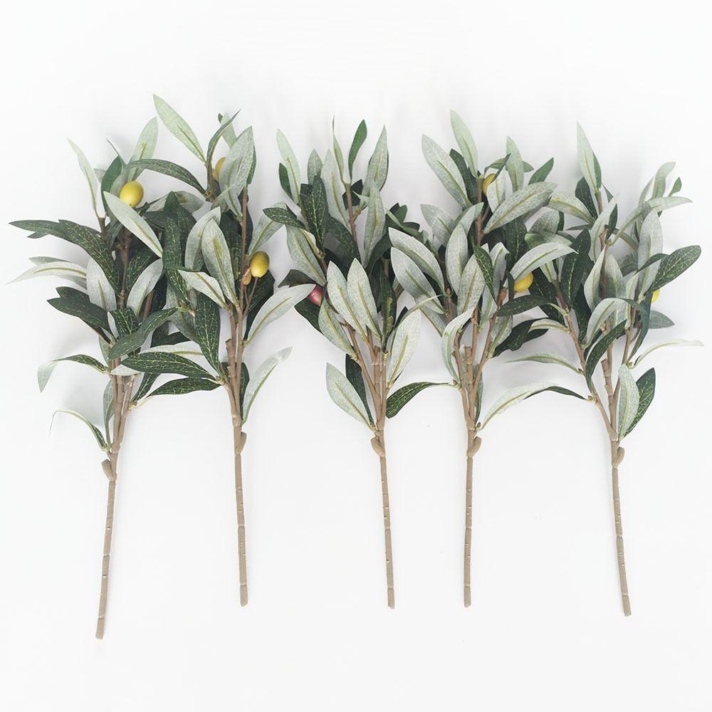 Plastic Artificial Olive Branch With Olive Fruit Fake Plant Decoration DIY Projects