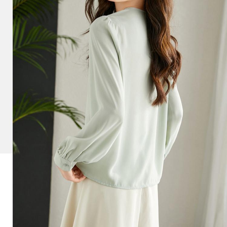 Camicia Nera in Chiffon Taglie Forti da Donna Primavera Maniche Lunghe Bluse Top Stile Coreano Camicie Larghe