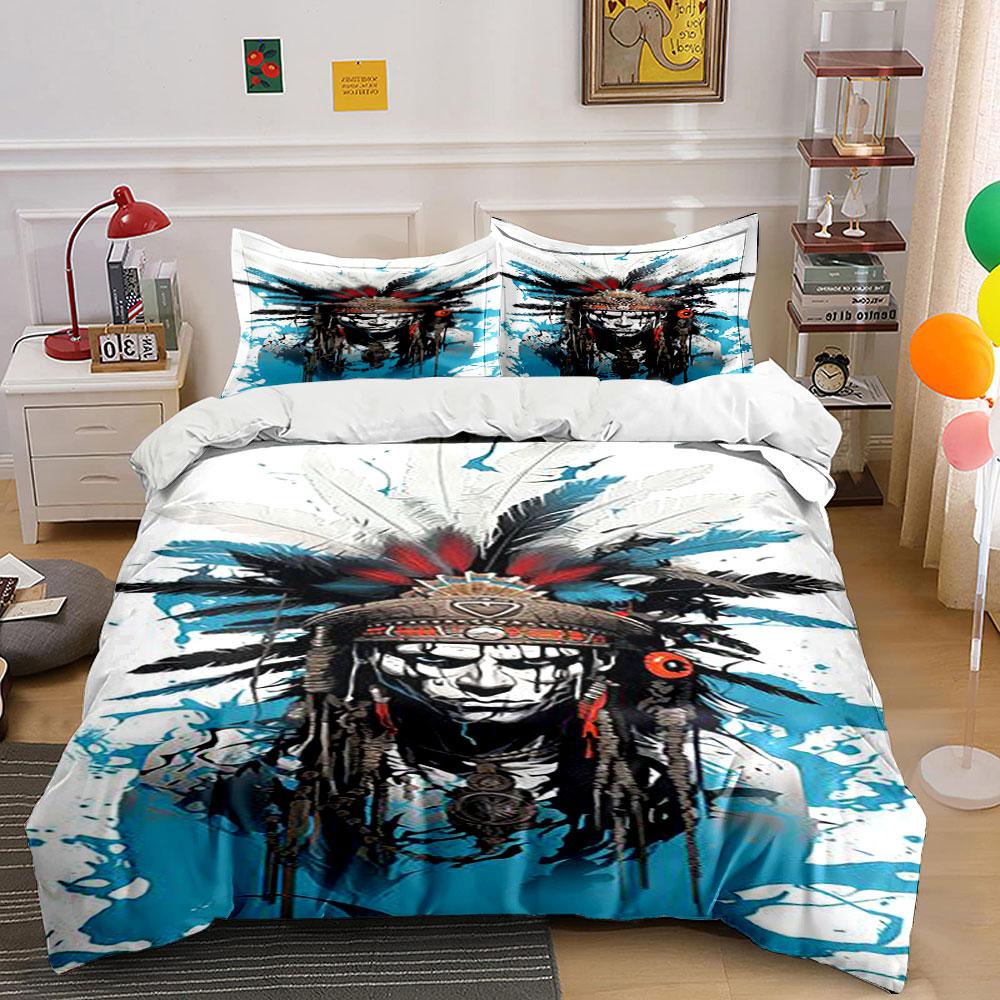 

Headdress-wearing figure artwork. Bedding sets Duvet cover sets Duvet covers Pillowcases(1 * Duvet Cover 2 * Pillowcases, without duvet insert) 135x200cm