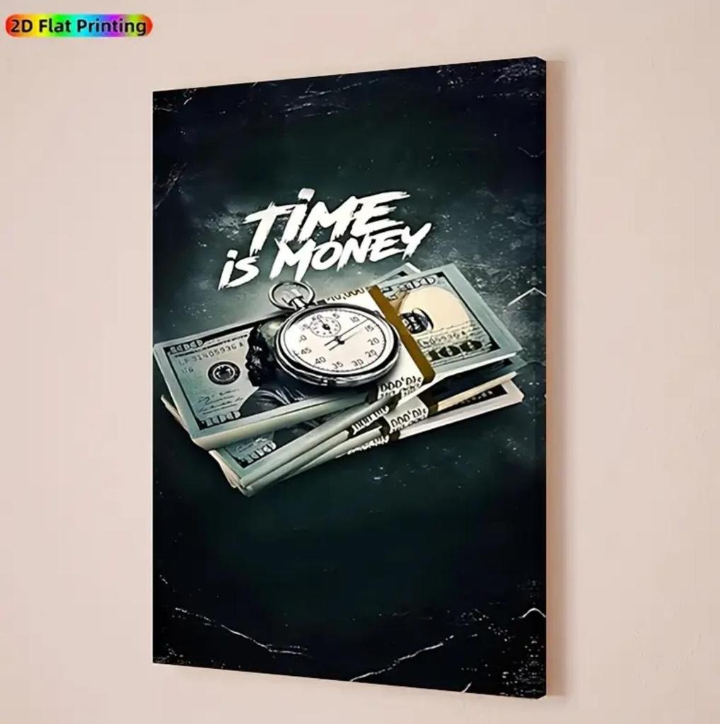 Modern Dollar Pocket Watch Canvas Wall Art for Bedroom & Living Room