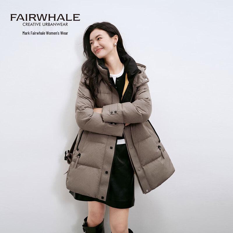 Mark Fairwhale Women's Workwear Style Waist-Cinching Hooded Down Jacket