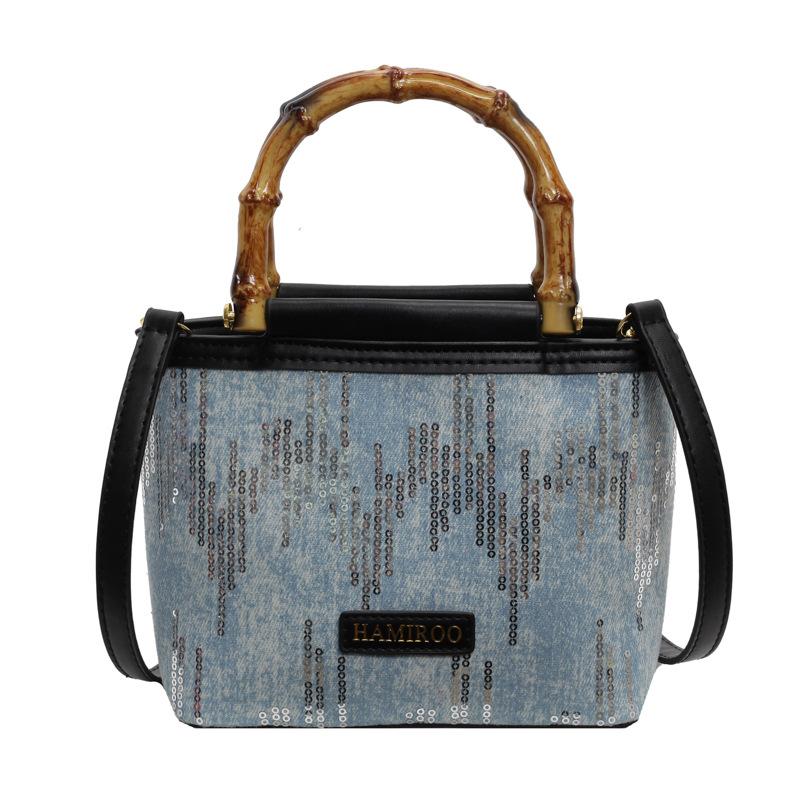 

Personalized sequined bag, high-end sense versatile bucket bag, autumn new niche design, single shoulder crossbody handbag, women чёрный