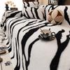 Faux Rabbit Velvet Zebra Patterned Sofa Towel Plush Warm Couch Slipcover For Autumn Winter Comfort Knee Blanket For Office Home