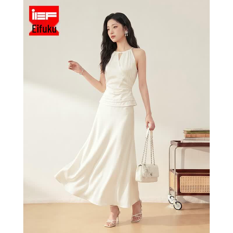 IEF French Elegant Halterneck Vest & Long Dress Set S