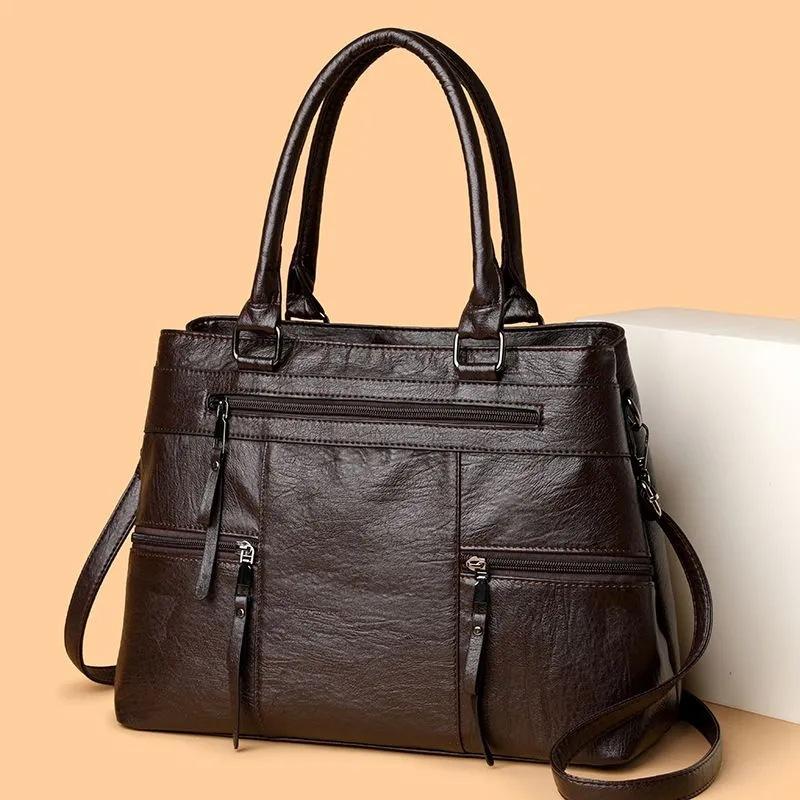 Women High Quality Leather Top-Handle Bags Purse Ladies Shoulder Crossbody Bag Casual Tote Luxury Brand Bag