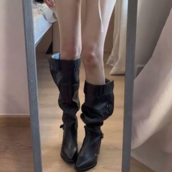 

Ретро мода остроносые ботильоны на толстом каблуке женские 2025 новая осень универсальные с тонкой пряжкой-ремнем ботильоны на наборном каблуке 40