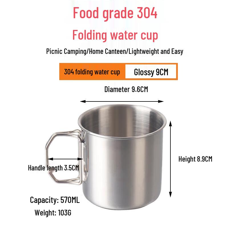 FATTBAO Foldable 304 Stainless Steel Camping Mug 9cm