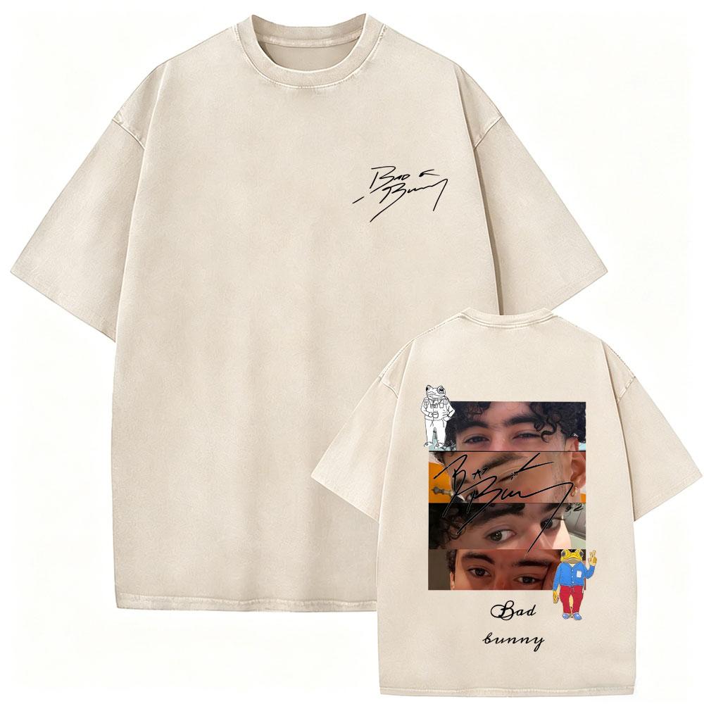

Rapper Bad Bunny Vintage Washed T Shirt Debi Tirar Mas Fotos DTMF Tshirt Mens Clothing Hip Hop Fashion High Quality Tshirts S