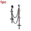 Punk Cross Tassel Øredobber Kvinner Integrert Clip Stud Ørering Kristen Gotisk Hip Hop Smykker Metallkjede Ørering Ørering Ørering Menn