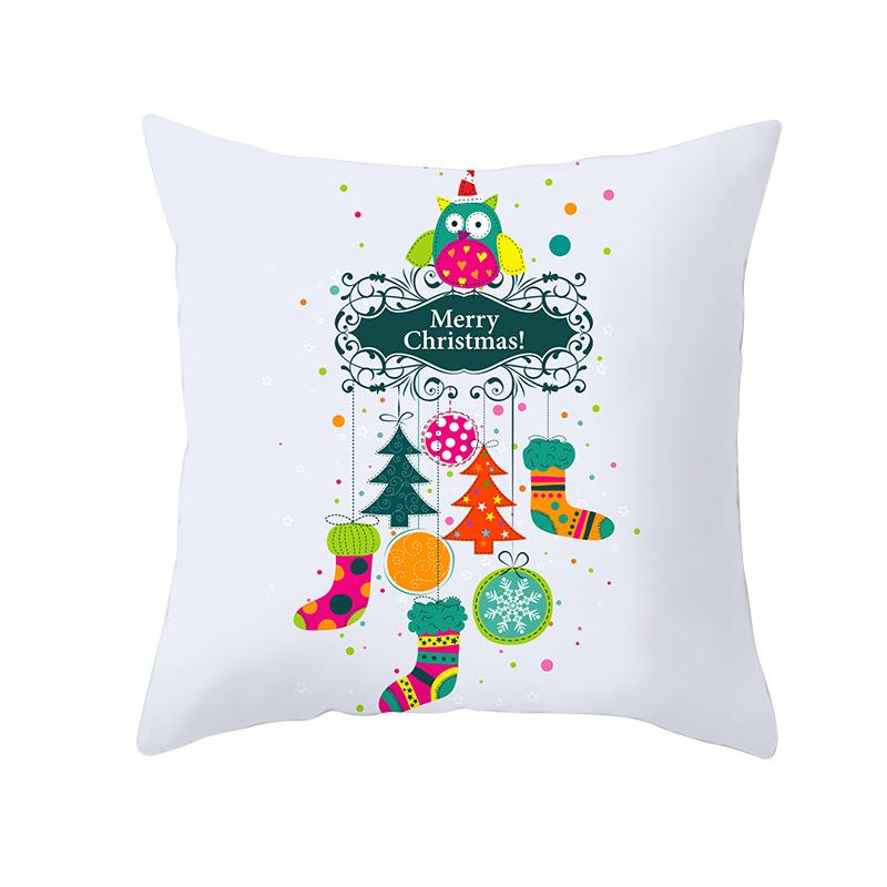 Peach Skin Christmas Print Pillow Case Cartoon Animal Home Sofa Cushion Cover Bedside Bedroom Pillow