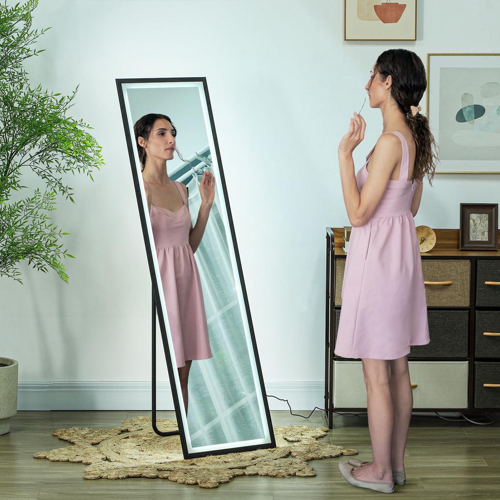 150 x 40cm Full Length Mirror, with Adjustable Lights - Black