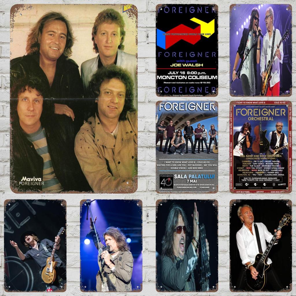 Foreigner Band Retro Vintage Tin Sign Poster Decorative Plaque Metal Plate Wall Decor