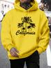 Creative California Coconut Tree Design Men Hoodies All-Match Fleece Hoody Pocket Multicolor Clothes Loose Casual Streetwear