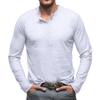 Men‘s Henley Neck Long Sleeve T-shirt Casual Breathable Lightweight Cotton Tops Male Solid Color Cozy Button Tees