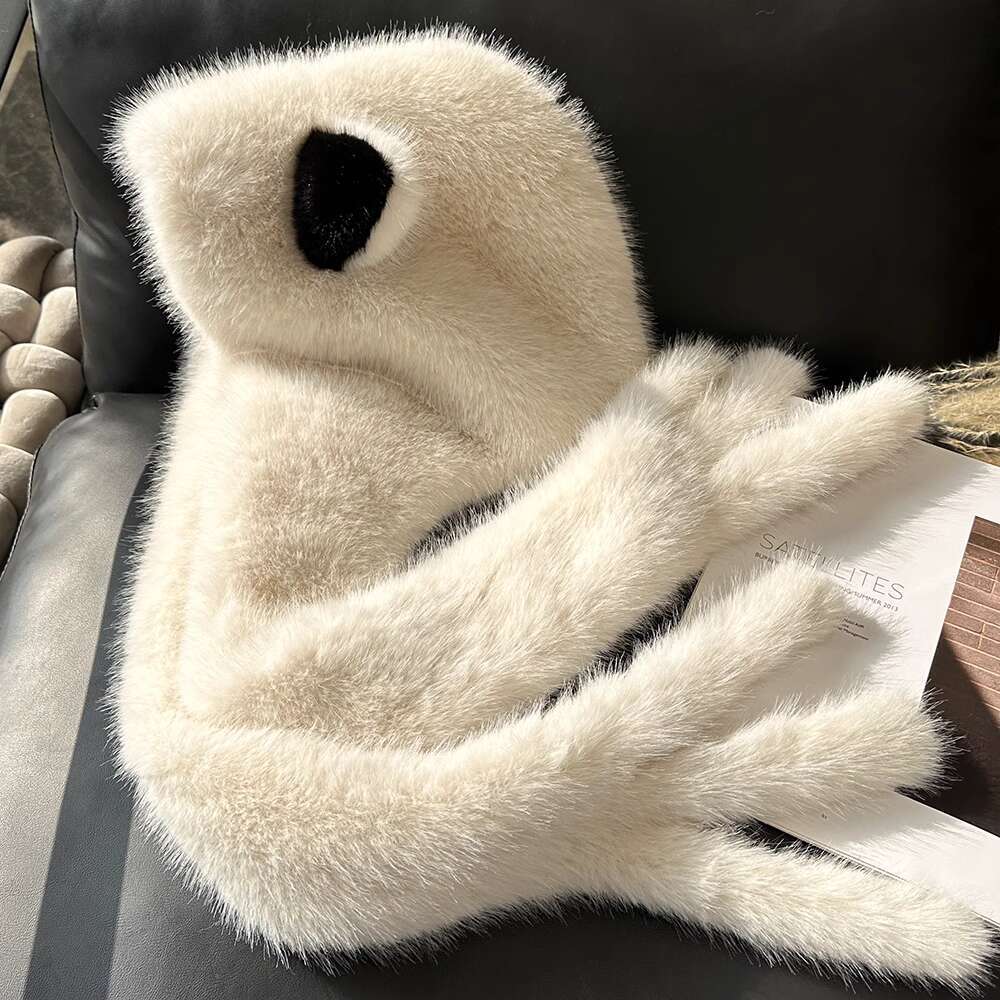

Winter Wind Snow Hat Scarf And Hat Women Thick Faux Fur Ear Protection Hat Women New Bomber Hats Russian Ski Hat Faux Fur Hats грязно-белый