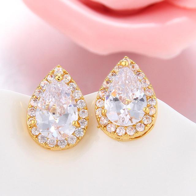 Charm White /Rose /Yellow Gold Color Drop Water Long Earrings Clear Crystal Nail Drop Earings Women Dazzling Wedding Gift Ae331