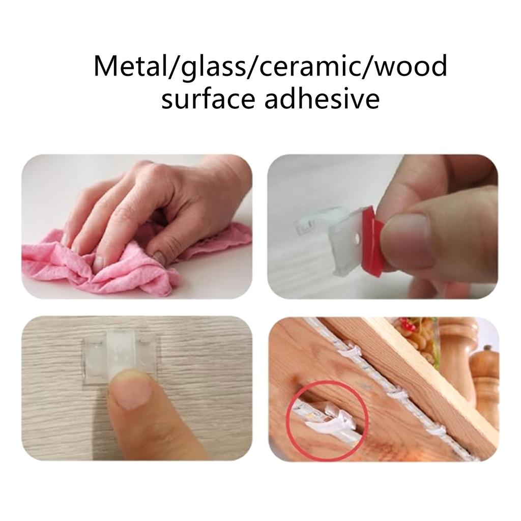 100Pcs LED Strip Light Mounting Clips LED Strip Light Holder Self-Adhesive Mounting Brackets Cable Wires Organizer Clips