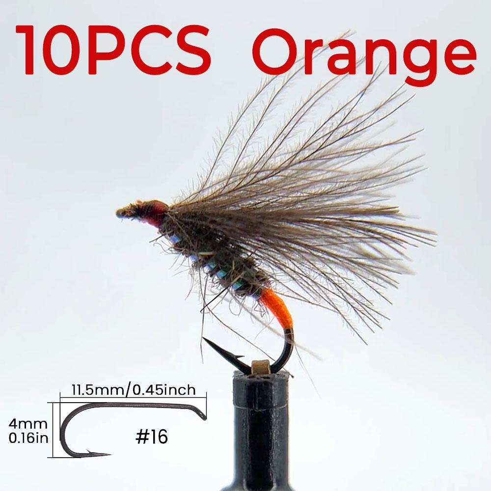 10PCS #16 CDC Emerger Dry Flies UV Reactive Floating Barbed Hook Trout Grayling Artificial Fishing Lures