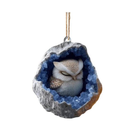 Geode Animal Christmas Ornament 2D Acrylic Crystal Cave Little Forest Animals Hanging Ornament for Xmas Tree Holiday Home Party Decor