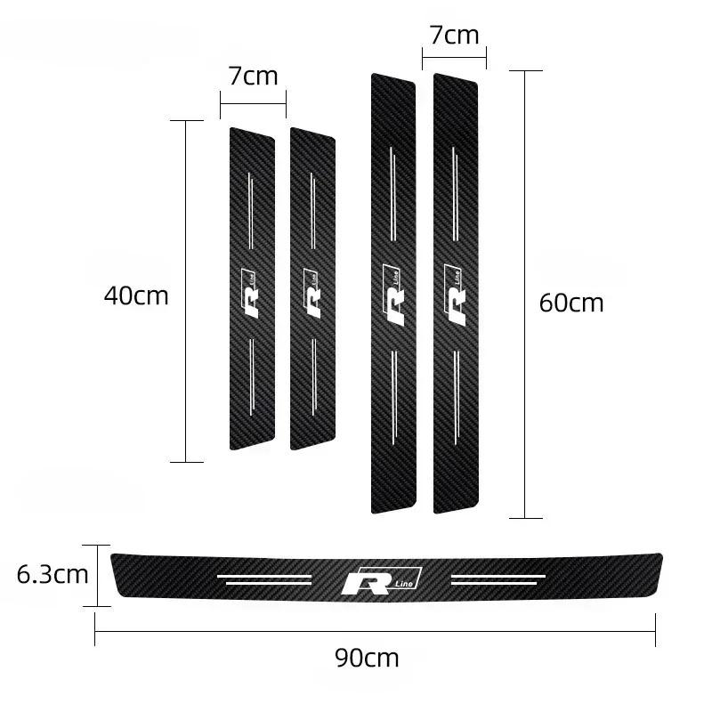 opq1 5Pcs Carbon Fiber Car Threshold Sticker Door Anti Scratch Decals For VW GTI Polo Golf Passat Tiguan Arteon Touareg Taigo Caddy