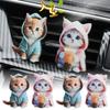 Cute Cat Acrylic 2D Air Vent Clip Car Aromatherapy Fragrance Diffuser Air Freshener Decor Set for Auto Interior Pendant Gifts