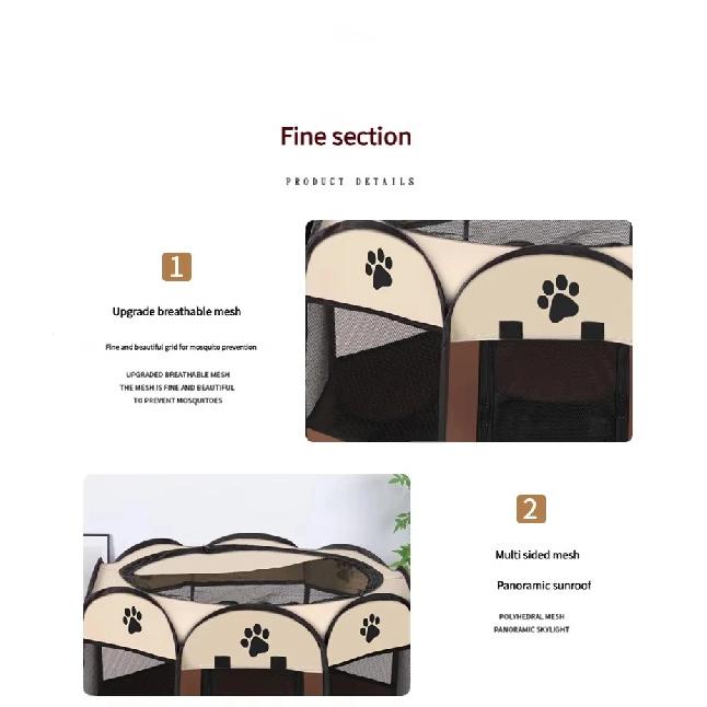 Portable Foldable Octagonal Pet Tent Indoor & Outdoor Pet Playpen Fence Kennel for Dogs and Cats, Easy Setup Large Pet Enclosure