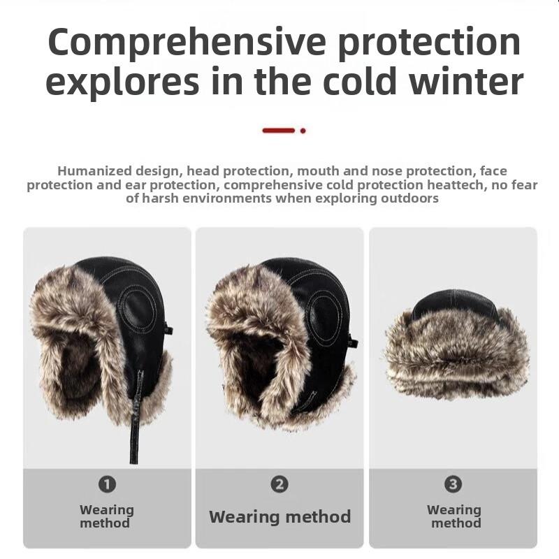 Lei Feng-style Hat for Men Fleece-lined and Warm In Autumn and Winter Cycling Hat for Men with Ear Protection Windproof
