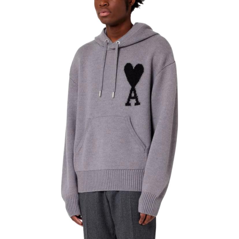 Amiparis Ss22 Logo Heart Color Block Drawstring Hoodie Unisex hoodies Gray UKS802.018057