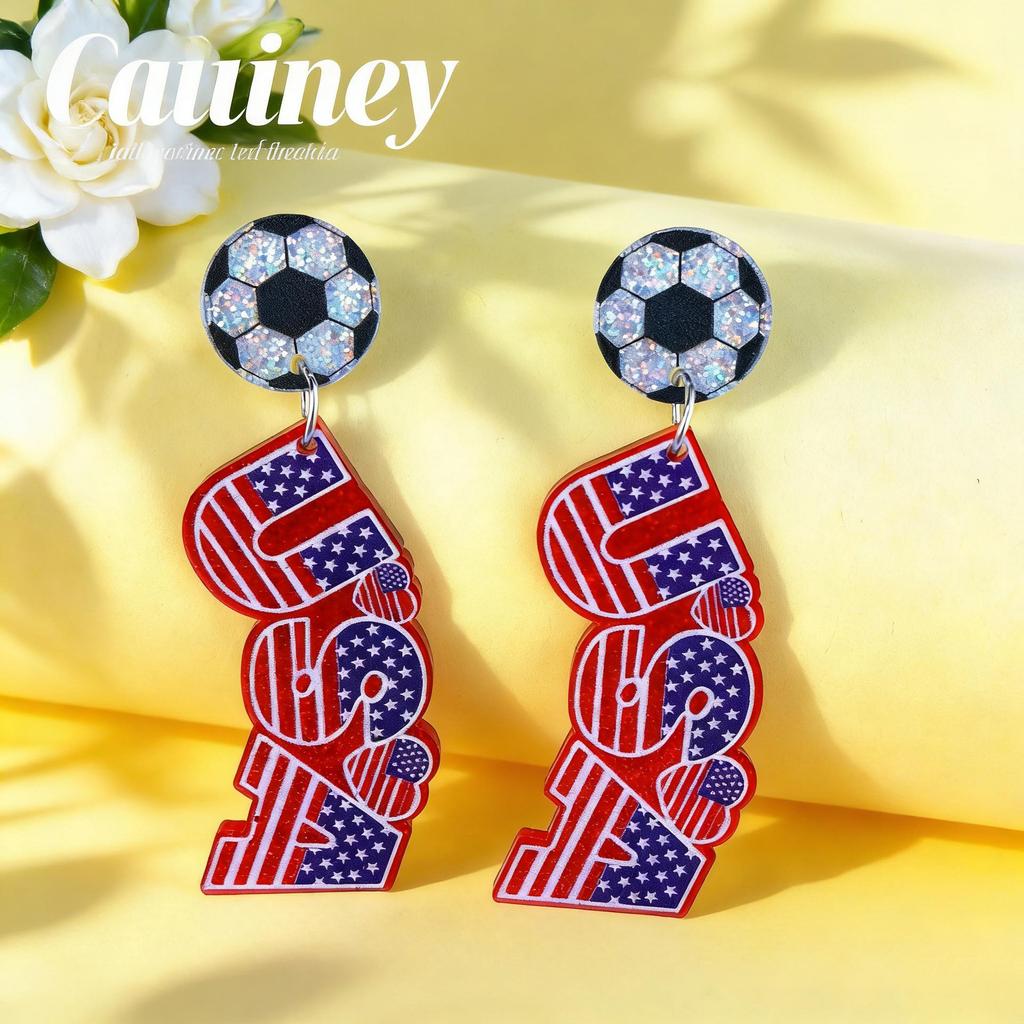 USA Flag Acrylic Earrings for Independence Day Sports Festivals - World Cup Themed Jewelry
