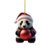 Cartoon Christmas Panda Ornament 2D Xmas Hanging Ornament Car Panda Pendants  Party Supplies
