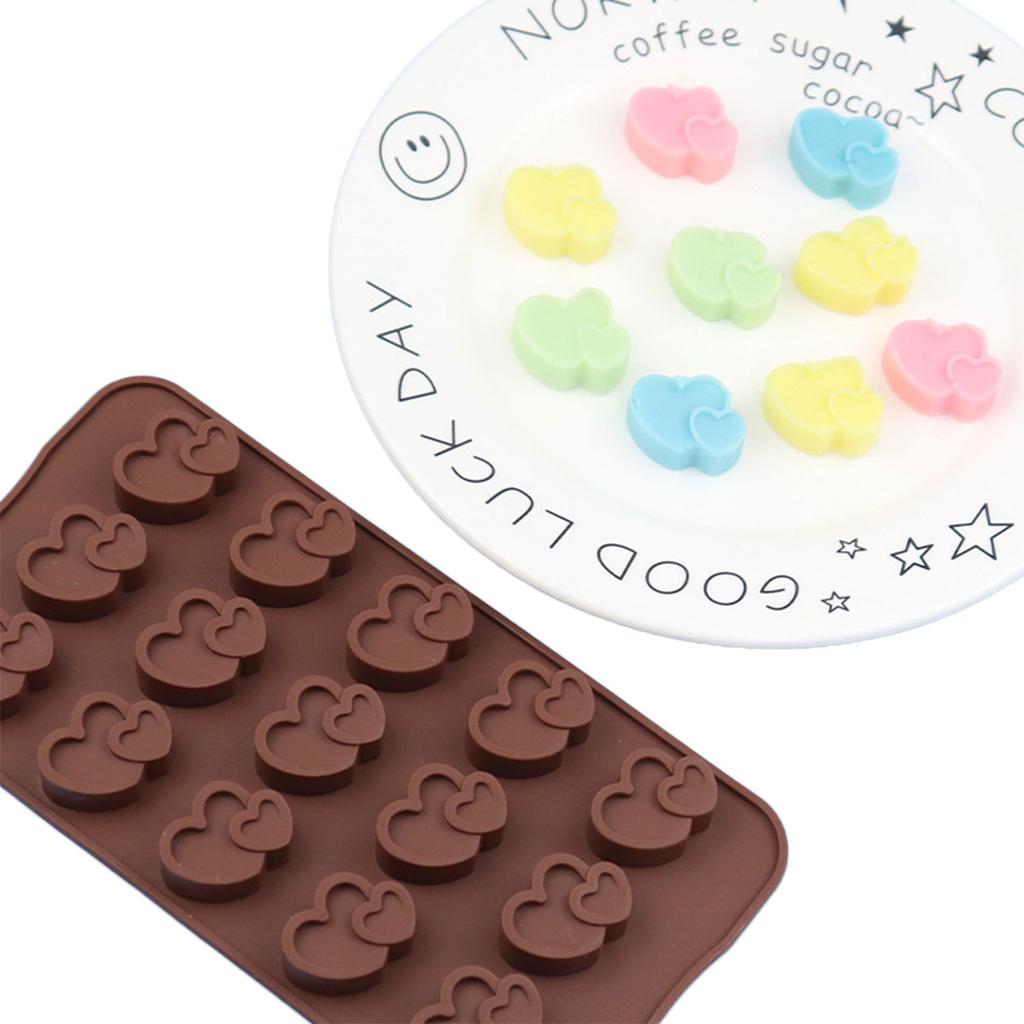 Multicavity Double Heart Summer Drink Ice Tray Love Shape Chocolate Candy Jelly Baking Tool Cake Decor Soap Candle Silicone Mold