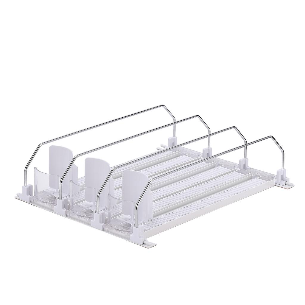 Drink Organizer for Fridge Adjustable Refrigerator Self Pushing Soda Can Dispenser for Garage Cooler