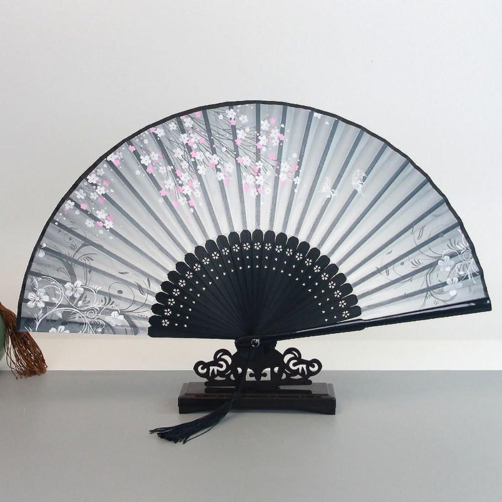 Bambus Klassischer Tanzfächer Seiden Dekorativer Fächer Vintage Stil Fächer für Hanfu Fotografie