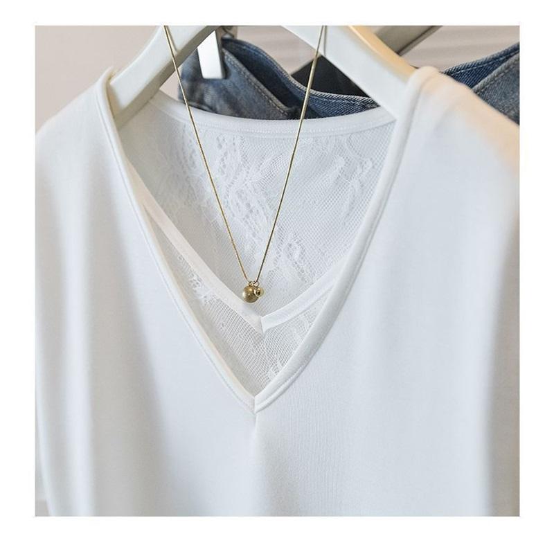 T-Shirt for Women Summer Plus Size Long Sleeve Top Round Neck Casual Stretch Loose-Fit T-Shirt