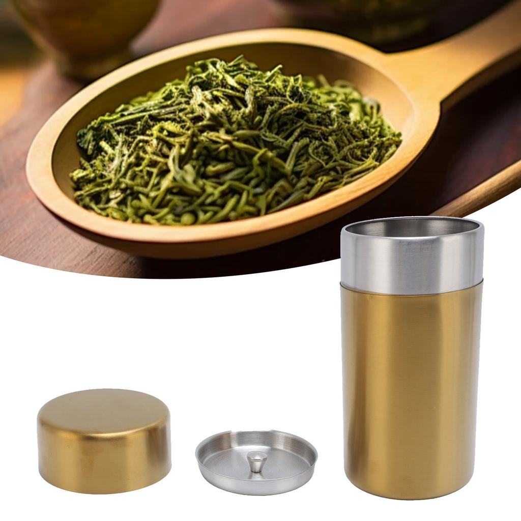 Tea Canister Gold 304 Stainless Steel Sealed Damp Proof Coffee Sugar Tea Leaf Jar