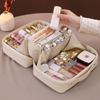 Large Capacity Waterproof PU Leather Makeup Bag Women's Portable Travel Cosmetic Storage Bag Skin Care Wash Bag