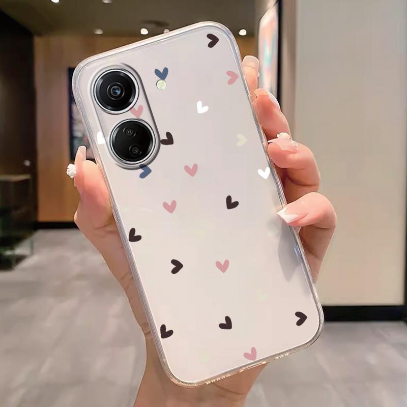 Transparent Phone Case For Poco C65 Redmi Note 15 Pro+ Plus 14C Cover Cartoon Flowers Soft TPU Shockproof Funda Bags Heart Clear